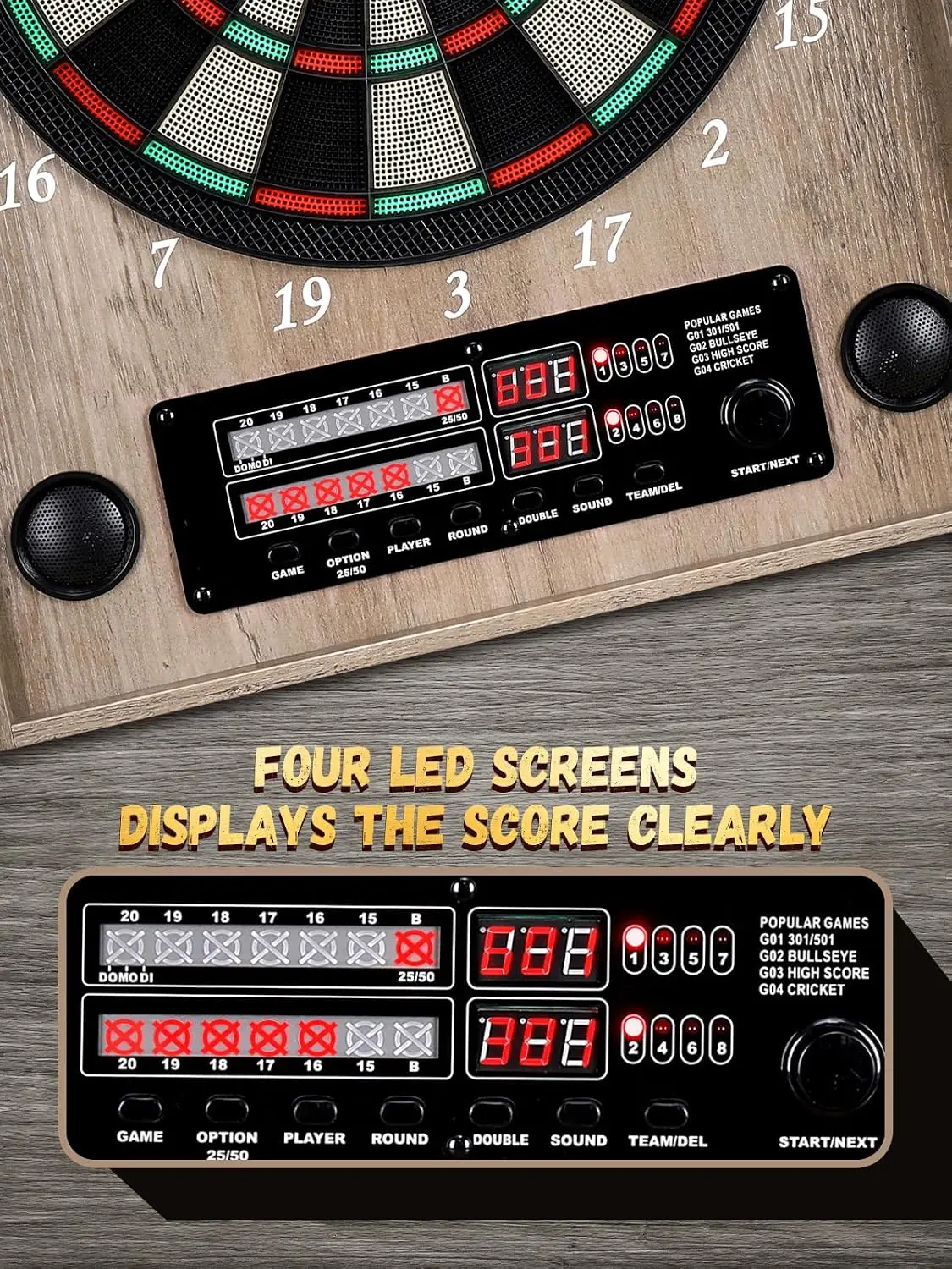 Tablero de dardos electrónico, - Electronic Dartboard Cabinet reseña y precio